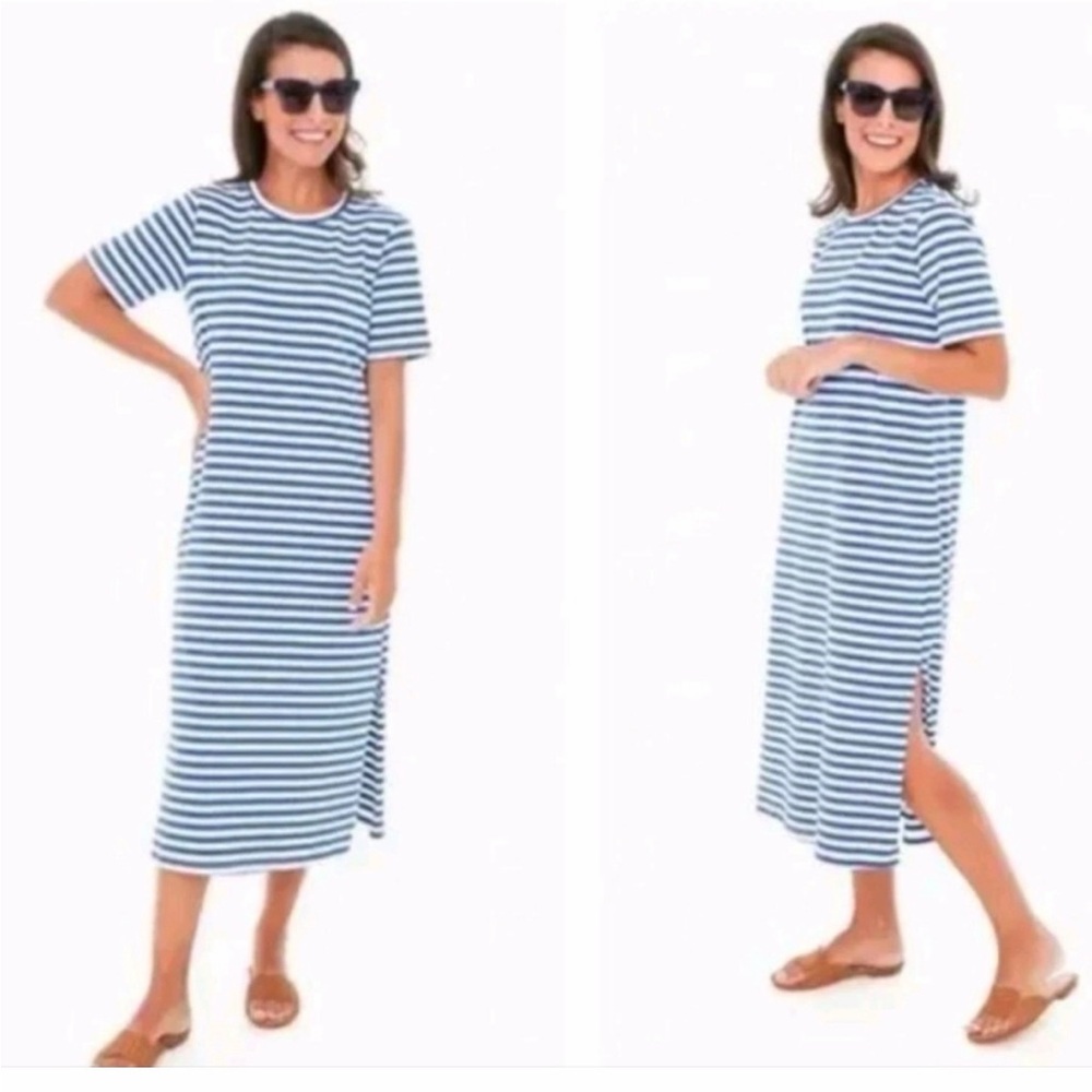 Pomander Place Blue Stripe T-Shirt Maxi Dress
